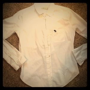 Abercrombie white button up with navy moose